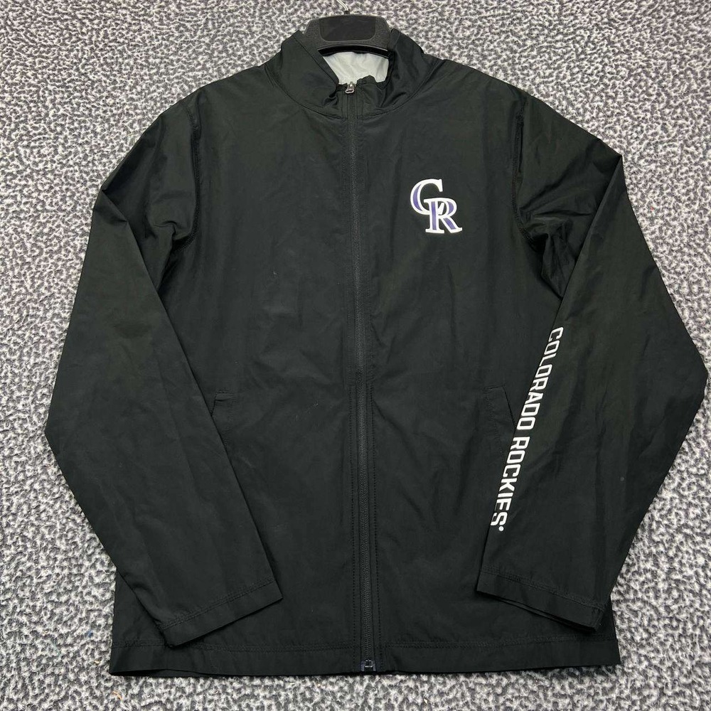 Colorado Rockies Windbreaker Jacket Men Small Black Majestic Full Zip S
